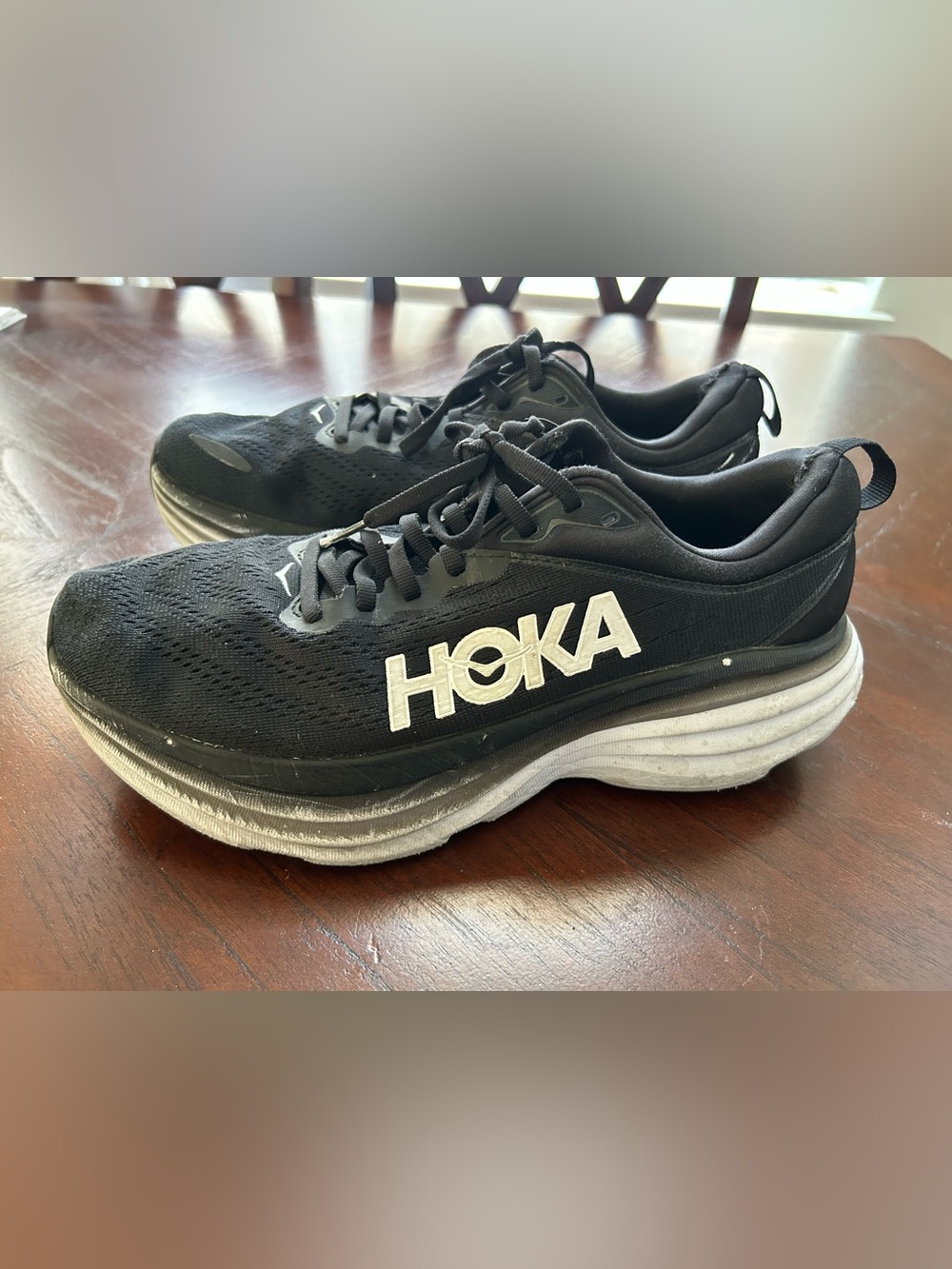 Hoka BONDI 8 Black & White Women's Cushioned Running Shoes